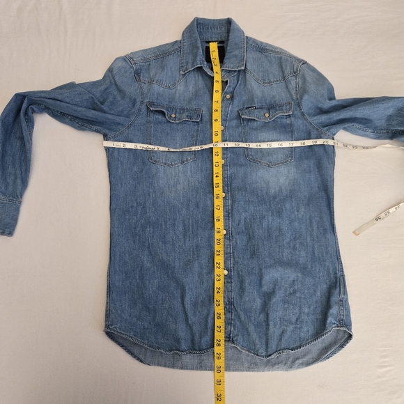 G-star Men's Denim Button Up Shirt Pearl Snap Blue Style# 3301 Slim M - Picture 12 of 12